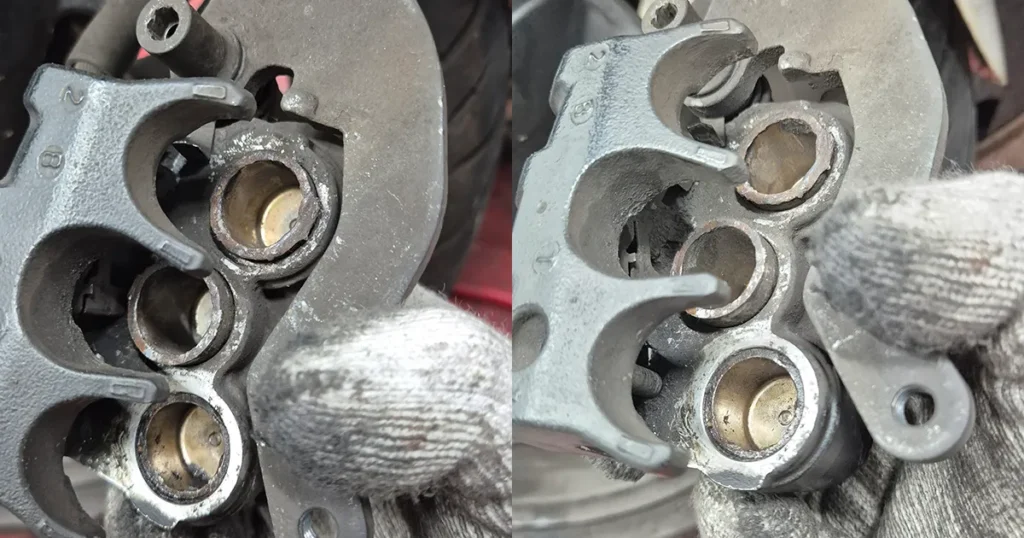 브레이크패드-캘리퍼-손상